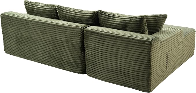 95" L-Shaped Right Facing Cloud Sectional Couch for Living Room, Modular Compressed Boneless Sectional Sofa Corduroy Boneless Corner Foam Sofa W/Chaise Lounge and Pillows