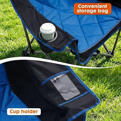EMERIT Oversized Padded Camping Chairs, Heavy Duty 450 LBS Capacity Outdoor Folding Quad Chair with Cup Holder, Portable for Camping, Tailgating, Sports, Backyard & Patio, Black