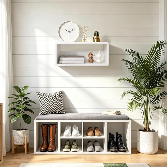 Floating Nightstand Wooden, Bedside Table, Nightstand Shelf, Handmade, Wall Mounted Bedside Shelf, Minimalist and Unique Style White 18”x 10”x 7.5”