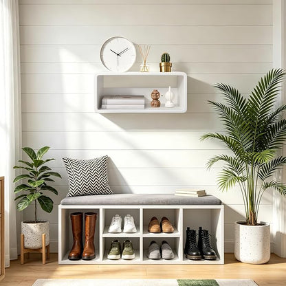 Floating Nightstand Wooden, Bedside Table, Nightstand Shelf, Handmade, Wall Mounted Bedside Shelf, Minimalist and Unique Style White 18”x 10”x 7.5”