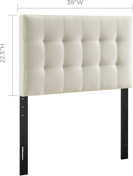 Modway Lily Tufted Linen Fabric Upholstered Twin Headboard in Ivory