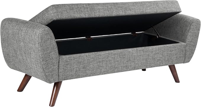 HomePop 60" Modern Storage Bench with Wood Legs - Gray Woven