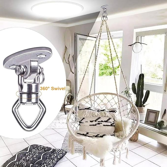 BeneLabel Swing Hanger with Bearing Swivel 800LB Capacity Stainless Steel Ceiling Mount Bracket Hanging Kit for Aerial Silks, Swings, Hammocks, Hanging Chair, Aerial Hoop, Heavy Bag, Yoga Swing