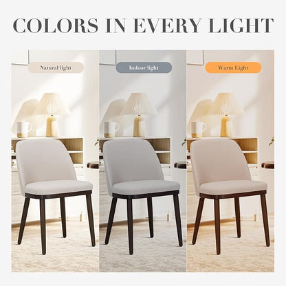COLAMY Upholstered Dining Chairs Set of 6, Modern Kitchen Chairs with Back, Fabric Side Chair with Wood Legs for Dining Room Kitchen Restaurant, Beige