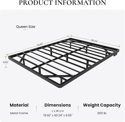 SHA CERLIN Queen Size Floating Bed Frame with Smart LED Lights, Black | Modern Design Metal Platform Bed with Power Strip, No Box Spring Needed, Noise-Free, Easy Assembly