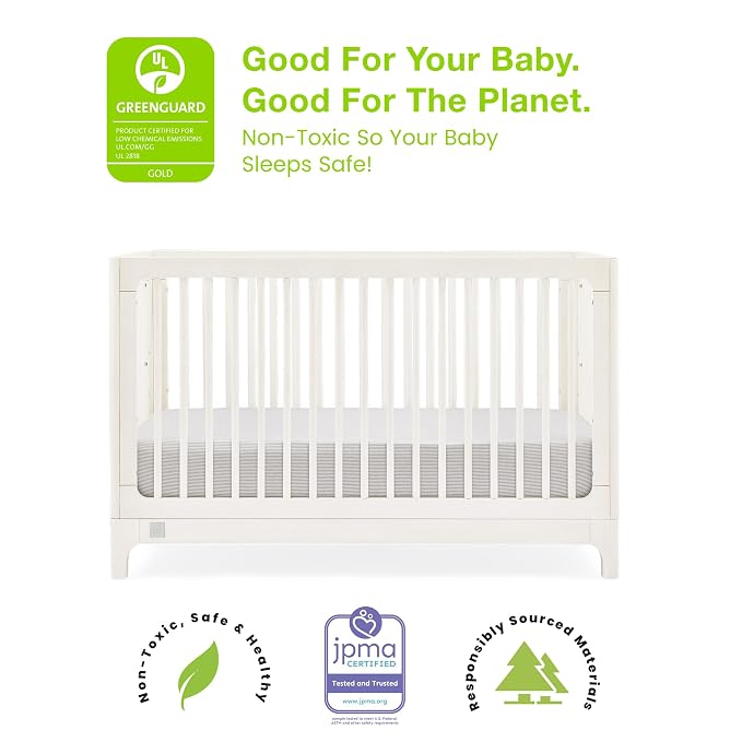 babyGap Wren 4-in-1 Convertible Crib by Delta Children - Greenguard Gold Certified, Antique White