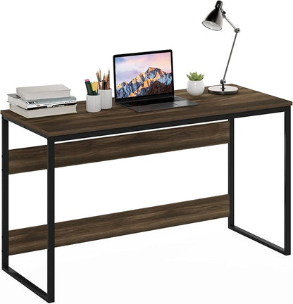 Furinno Moretti Desk, 52 Wide Metal Frame Gaming Desk, Rectangular Computer Desk, Writing Desk, Office Desk for Home Office, Study Room, Dorm, Bedroom, Brown Walnut