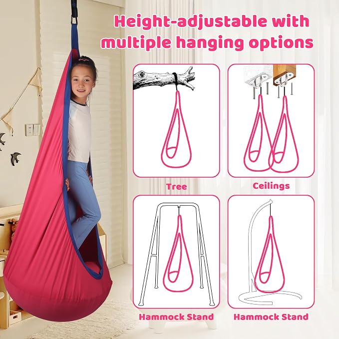 Sensory Pod Swing Hanging Seat Hammock Chair (Cranberry) | indoor and outdoor use capacity 300lbs