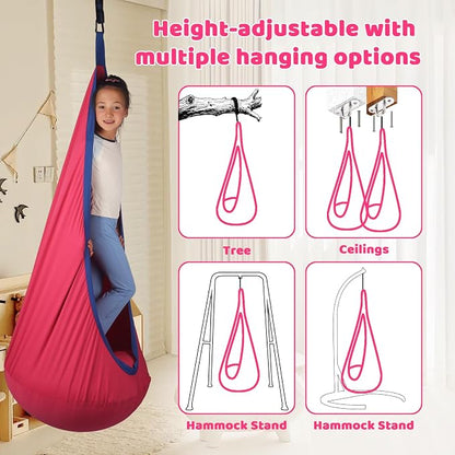 Sensory Pod Swing Hanging Seat Hammock Chair (Cranberry) | indoor and outdoor use capacity 300lbs