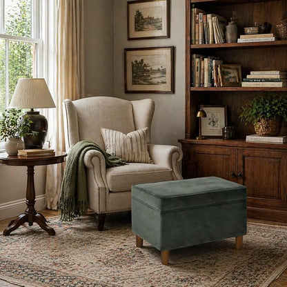 HomePop 24" Dinah Collection Storage Ottoman - Loden Green Velvet
