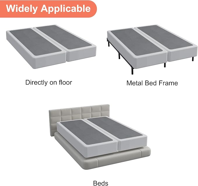 Yicensen Split California King Box Spring 7 Inch, Heavy Duty Metal Box Spring Cal King Size with Fabric Cover, Noise-Free, Quick Assembly