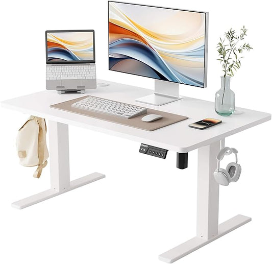 YIHAYO Low Height Adjustable Desk, Lifts 18.1-28.3 Inches, Electric Standing Desk for Short People, 40 x 24 Inches Computer Table with Splice Board for Home Office, White