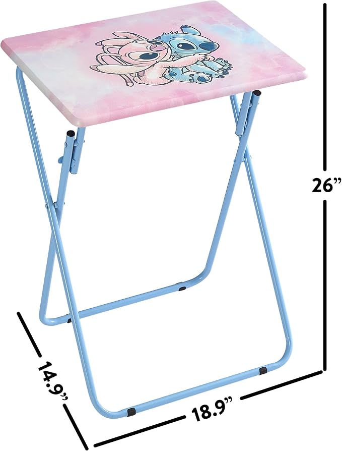 Disney Stitch Folding Tray Table,Portable Snack & Laptop Table, Compact Space-Saving Design for Kids & Teens, Lightweight Indoor Table for Bedroom, Dorm, or Playroom