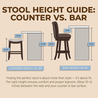 ROME + OAK Set of 4 Parker 26 Inch Counter Stool, Backless Saddle Kitchen Barstool in Walnut Finish with Grey Fabric Upholstery Cushion Seat
