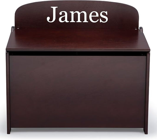 Delta Children Personalized MySize Deluxe Toy Box, Dark Chocolate