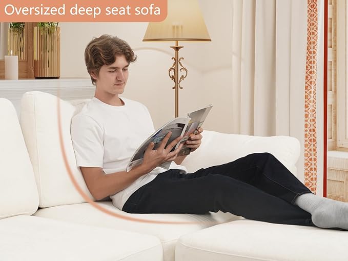 EASE MOOSE Oversized Sectional Modular Sofa,Comfty U Shape Sectional Modern Deep Seat Couch,White Modular Cloud Couch