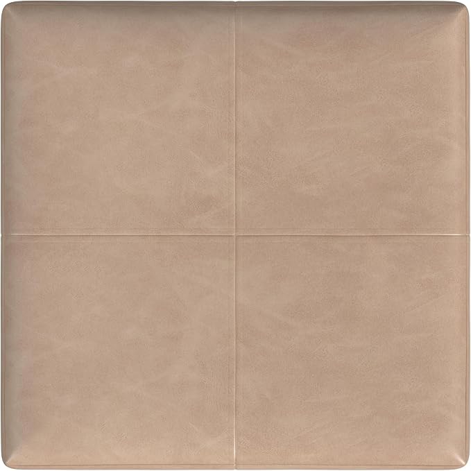 HomePop 28" Faux Leather Square Storage Ottoman - Sand