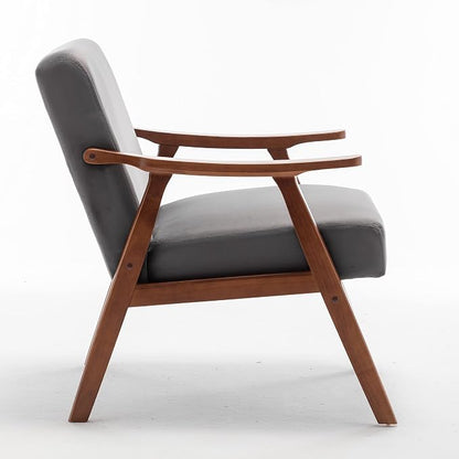 Container Furniture Accent Chair with Microfiber Upholstery and Solid Wood Frame, Classic Mid-Century Modern Living Room Furniture for Extra Seating, Grey