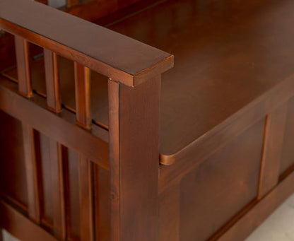 Linon Home Decor Storage Bench with Short Split Seat Storage, Walnut, 50 inchw x 17 inchd x 25.25 inchh.
