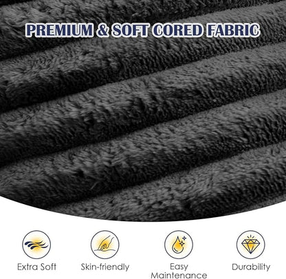 Round Ottoman,Corduroy Pouf Ottoman Foot Rest,Dark Grey,20x15 IN | Storage Footstool for Living Room,20x15 Soft Floor Poufs,Memory Foam Filling,Footrest only