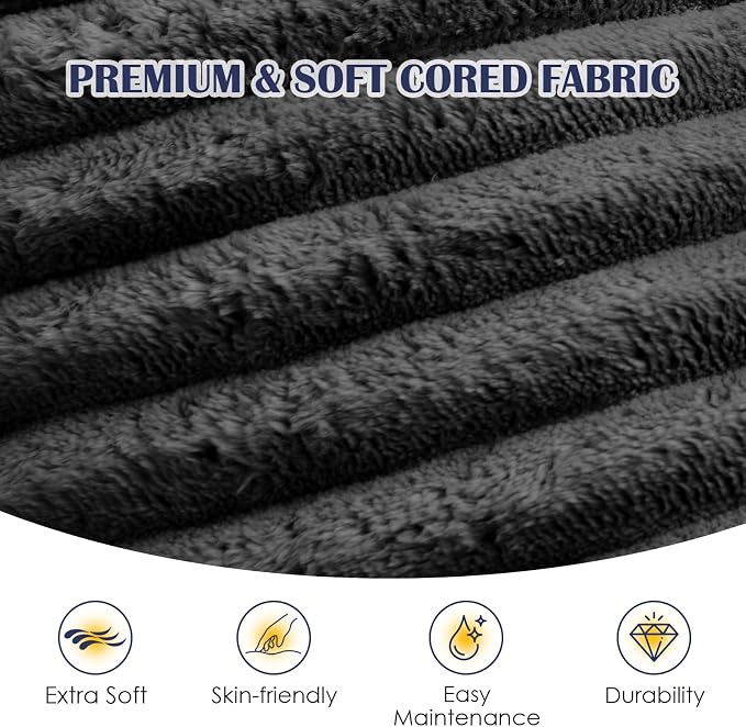 Round Ottoman,Corduroy Pouf Ottoman Foot Rest,Dark Grey,18x14 IN | Storage Footstool for Living Room,18x14 Soft Floor Poufs,Memory Foam Filling,Footrest only