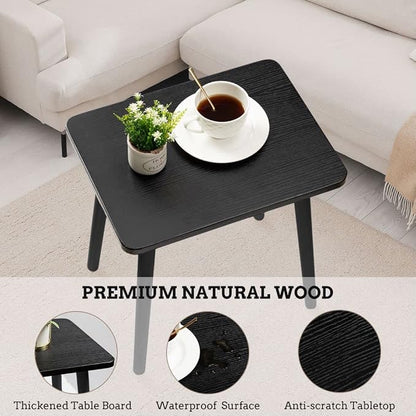 FORAOFUR Side Table, Modern Accent End Table with Wooden Legs, Easy to Assemble Mini Living Room Table for Sofa Bedroom, Minimalist Black Furniture for Small Apartments and Limited Spaces | Minimalist black wood legs, fits sofa/bedroom/living, compact,...
