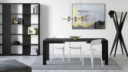 Mobili Fiver, First Extendable Table, 47.2(78.7) x31.5 in, High Gloss White, for 6-8 People, Expandable Dining Table for Kitchen, Living Room, Italian Furniture