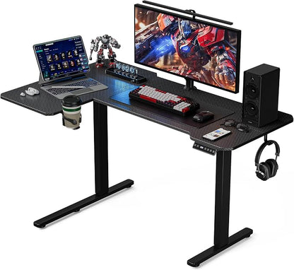 Acrolix L Shaped Electric Standing Desk - 51x31.5 Inch Reversible Corner Sit Stand Desk with Hook&Cup Holder,Electric Height Adjustable Table,for Small Home Office&Bedroom Computer Desk, Black Carbon