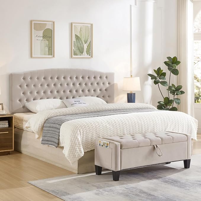 24KF Upholstered Tufted Button Velvet Wall Mounted Headboard,Comfortable Fashional Headboard King/CA King Size, 6058-K-Taupe