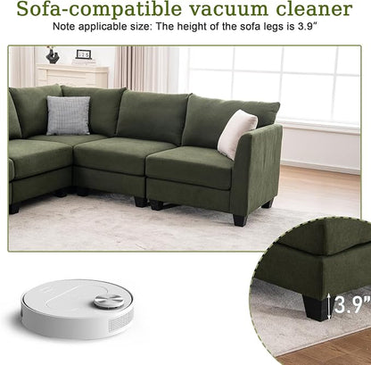 122.8" Large Sectional Couches for Living Room, 6 Seater L Shaped Modular Sectional Sofa with Storage Ottoman & USB, Oversized Corner Couch for Living Room（Green）