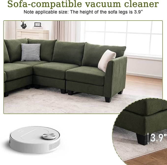 122.8" Large Sectional Couches for Living Room, 6 Seater L Shaped Modular Sectional Sofa with Two Storage Ottomans & USB, Oversized Corner Couch for Living Room（Green）