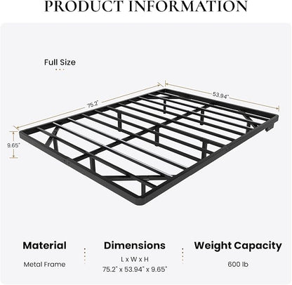 SHA CERLIN Full Size Floating Bed Frame with Smart LED Lights, Black | Modern Design Metal Platform Bed with Power Strip, No Box Spring Needed, Noise-Free, Easy Assembly