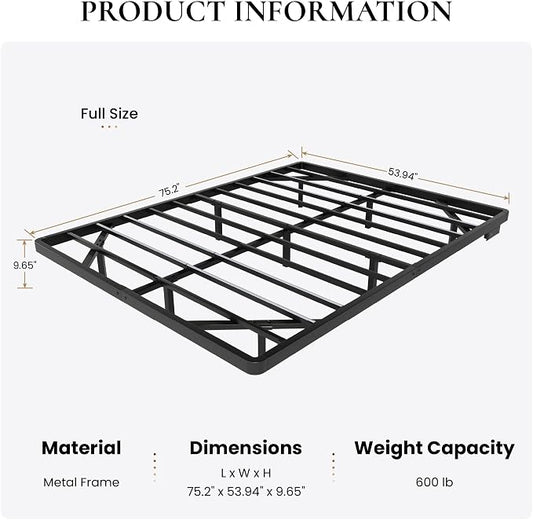 SHA CERLIN Full Size Floating Bed Frame with Smart LED Lights, Black | Modern Design Metal Platform Bed with Power Strip, No Box Spring Needed, Noise-Free, Easy Assembly