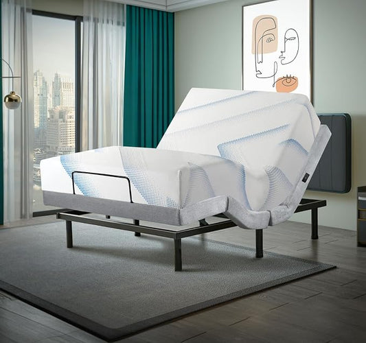 Irvine Home Collection King Adjustable Bed with 12 Inch Gel Memory Foam Sleep System, Massage, Zero Gravity, Anti-Snore, Programmable Memory Positions, USB, Underbed Lighting, Zero Clearance