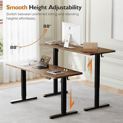 Monomi 59 inch Electric Standing Desk with Memory Preset, Adjustable Height Standing Desk for Home Office & Gaming, Large Computer Desk with Anti-Collision, Rustic Brown