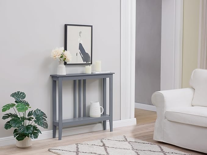 Kings Brand Narrow Console Table w/Storage Shelf, Sofa Entryway Table, Grey | Narrow Console Table with Storage Shelf – Slim Design Fits Entryways, Hallways, Behind Sofas, Shelf Décor, Books, Essentials