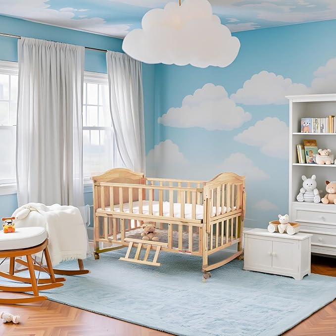 Portable Mini Baby Crib 4 in 1 Convertible with Memory Foam Mattress(38" by24) Included,cunas para Bebes 2026 Small Crib with Foldable Storage Baby Playpen Bedside Sleeper Beds(Natural Wood)