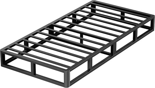 VIPSHOW 10 Inch Twin Metal Bed Frame Round Corner Low Platform Bed Frames 3000 LBS Heavy Duty Steel Slats Support Mattress Foundation No Box Spring Needed, Noise Free, Easy Assembly, Black