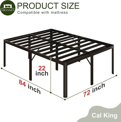 Yicensen 22 Inch High California King Bed Frames with Rounded Corner Legs, Heavy Duty Cal King Metal Platform Bed Frame No Box Spring Needed, Easy Assembly, Noise Free, Black