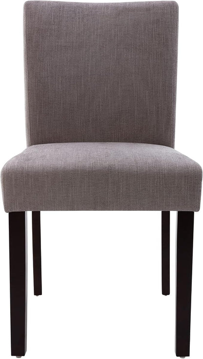 Watson & Whitely Modern Upholstered Dining Chairs, Set of 2, Dark Grey | Fabric Upholstery, Solid Wood Legs, Low Back, Modern Armless Parsons Style, for Kitchen, Dining Room, Restaurant