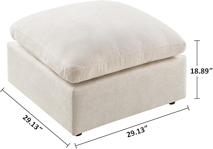 VANOMi Upholstered Square Modular Ottoman for Modular Sectional Sofa, Ottoman Footrest and Seat Cube for Living Room, Chenille