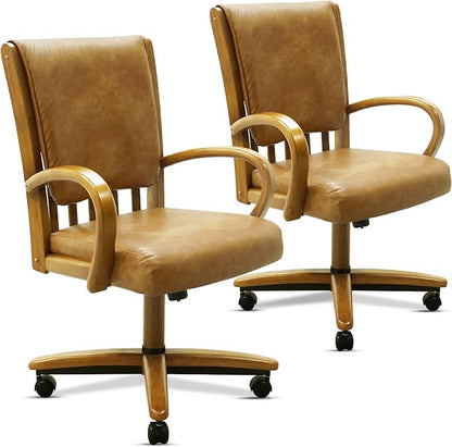 Chromcraft Ashen Vale Swivel Dining Chairs with Casters, Set of 2 – Luxury Upholstered Kitchen & Dining Room Chairs with Arms, Ergonomic Tilt & Swivel Comfort - CM1777