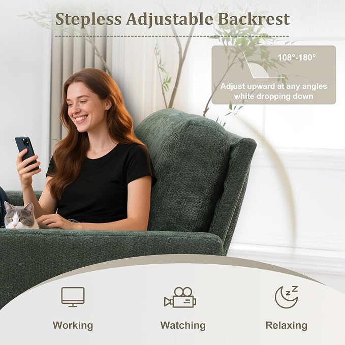 3 in 1 Folding Convertible Sleeper Sofa Bed Pull Out Couch with Side Pockets USB Port Side Table Single Sofa Bed with Adjustable Backrest for Living Room Bedroom 66" DarkGreen 1 SEAT
