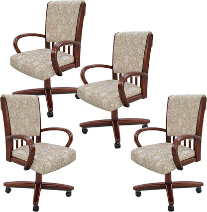Chromcraft Set of 4 Chairs, Chairs with Soft Wheels for Kitchen Room