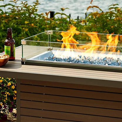 Mr. Fireglass 10 Pounds Reflective Fire Glass, 1/4 Inch High Luster Fire Pit Glass Rocks for Propane & Natural Gas Fire Pits Fireplace and Landscape Decor, Aqua Blue