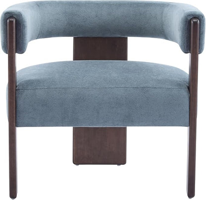 Christopher Knight Home Nettie Modern Accent Chair for Living Room, Velvet Fabric Single Lounge Sofa Chair with Wooden Frame, Comfy Reading Chair for Bedroom, Lounge Armchair with Cushion, Dusky Blue