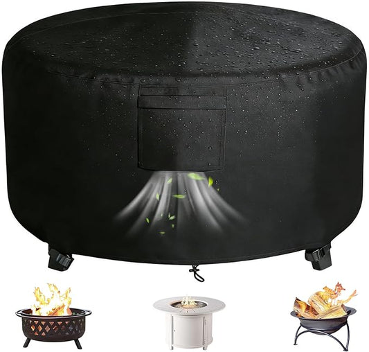 Chinchilla Heavy Duty 48 Inch Round Fire Pit Cover - 100% Waterproof & Weatherproof 600D Oxford Fabric, Durable All-Season Protection for 45/46/47/48 Inch Propane Fire Pits and Tables