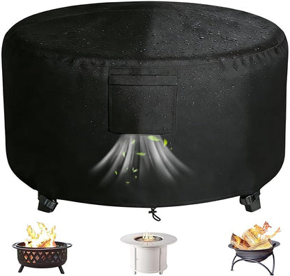 Chinchilla Heavy Duty 36 Inch Round Fire Pit Cover - 100% Waterproof & Weatherproof 600D Oxford Fabric, Durable All-Season Protection for 33/34/35/36 Inch Propane Fire Pits and Tables