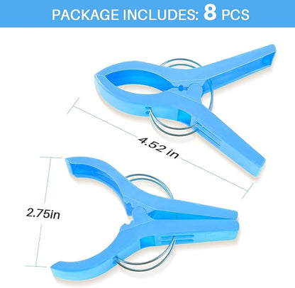 JABINCO Beach Towel Clips Chair Clips Towel Holder,Plastic Clothes Pegs Hanging Clip Clamps (Pack of 8)