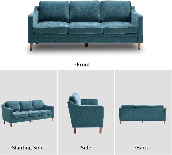 Kingfun Couch Sets for Living Room, 3 Seater Couch and Armchair, Mid Century Modern Sofa Set, Chenille Couch with Solid Wood Frame for Bedroom